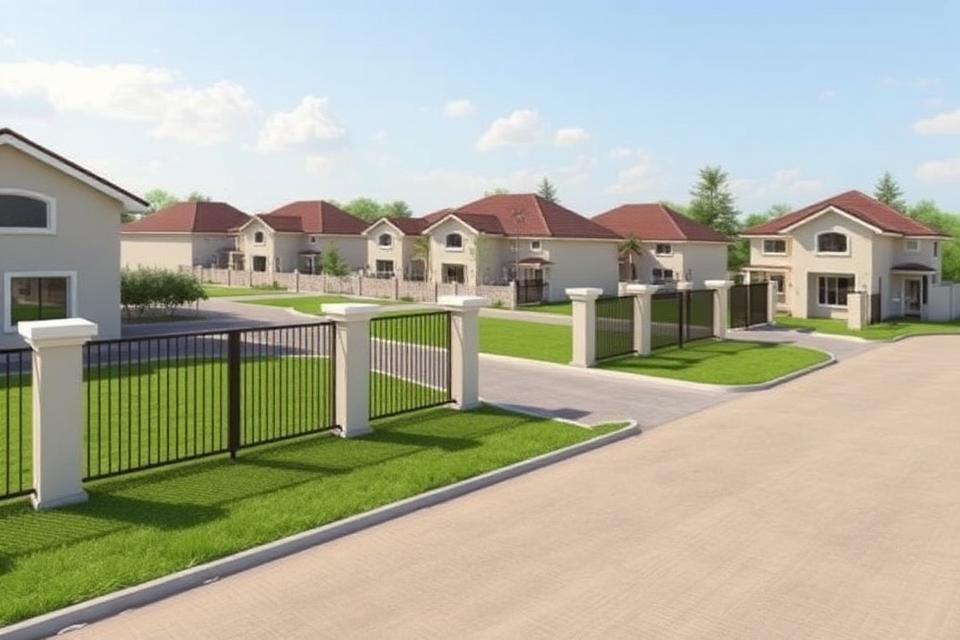 Gated residential estate with family homes