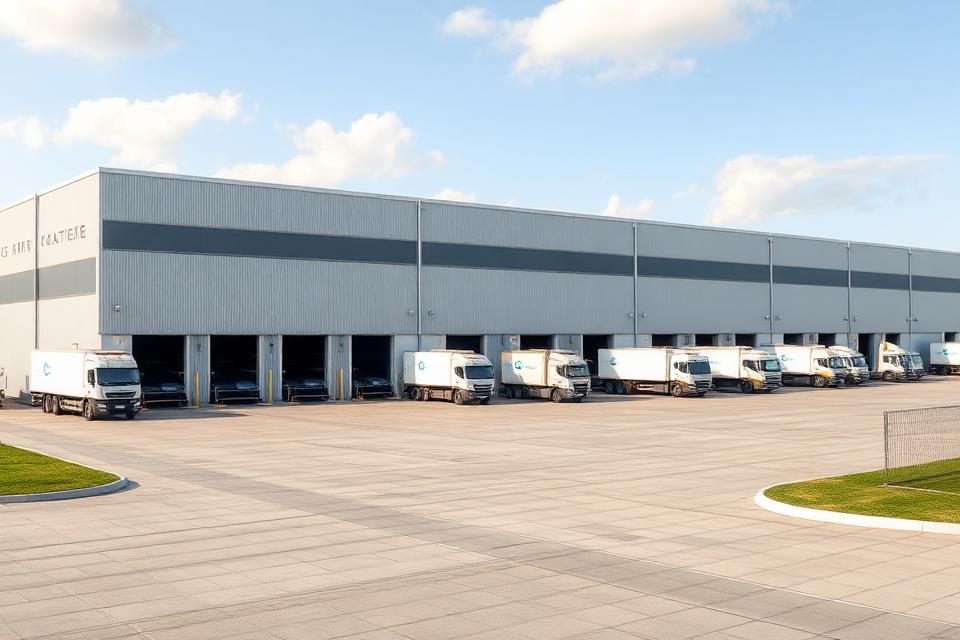 Modern warehouse distribution centre with loading bays