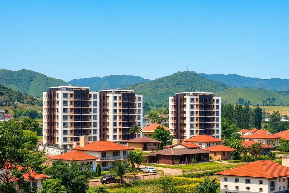 Modern apartment buildings and houses in Kigali